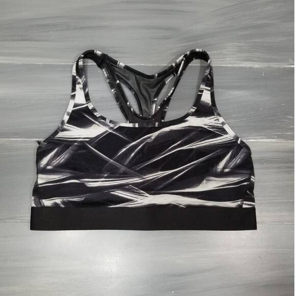 Victoria Sport Sports Bra T Back Black White Non Padded Mesh Lined Large - Picture 1 of 8
